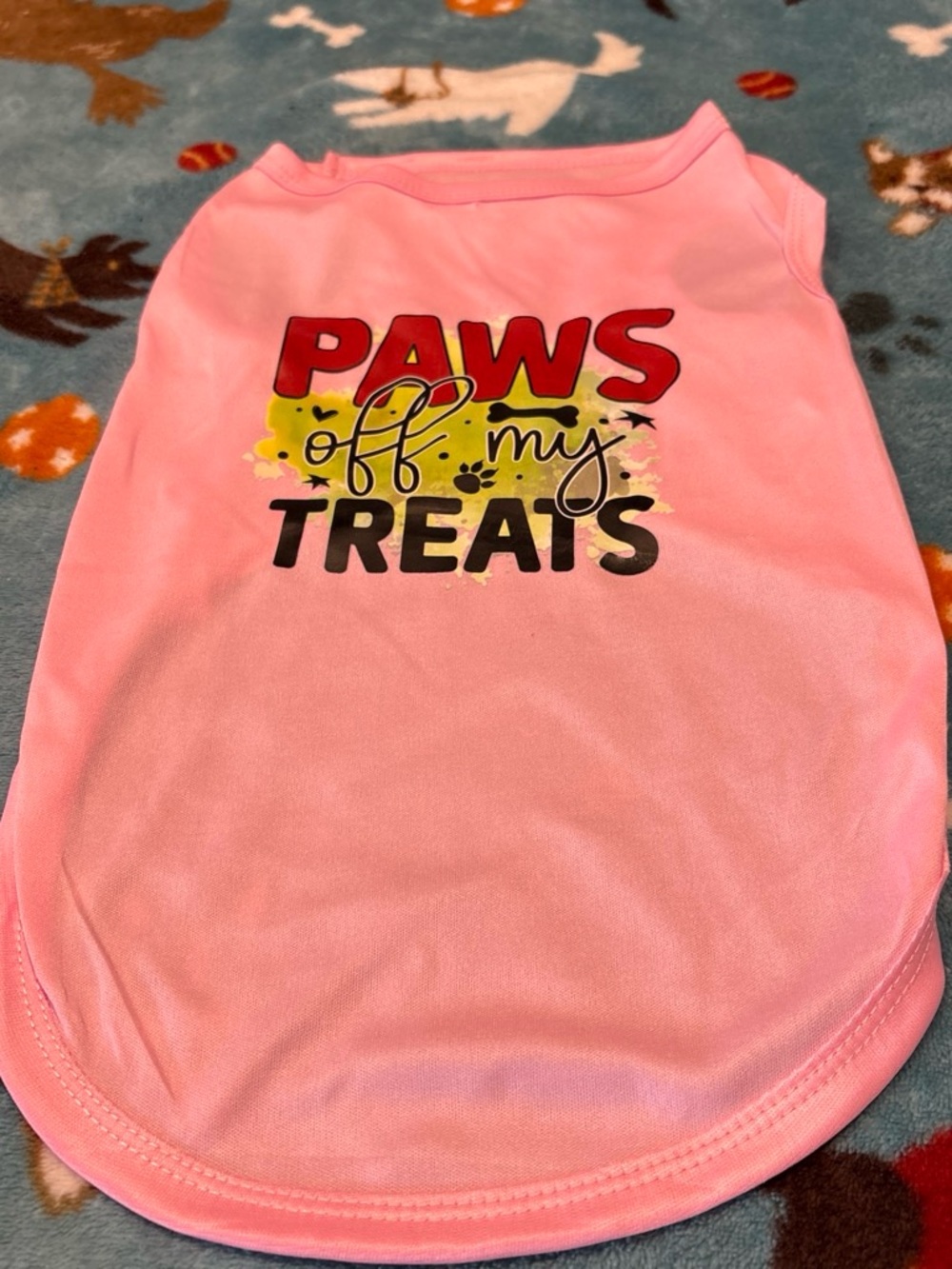 Pink "Paws Off My Treats" Dog Shirt medium